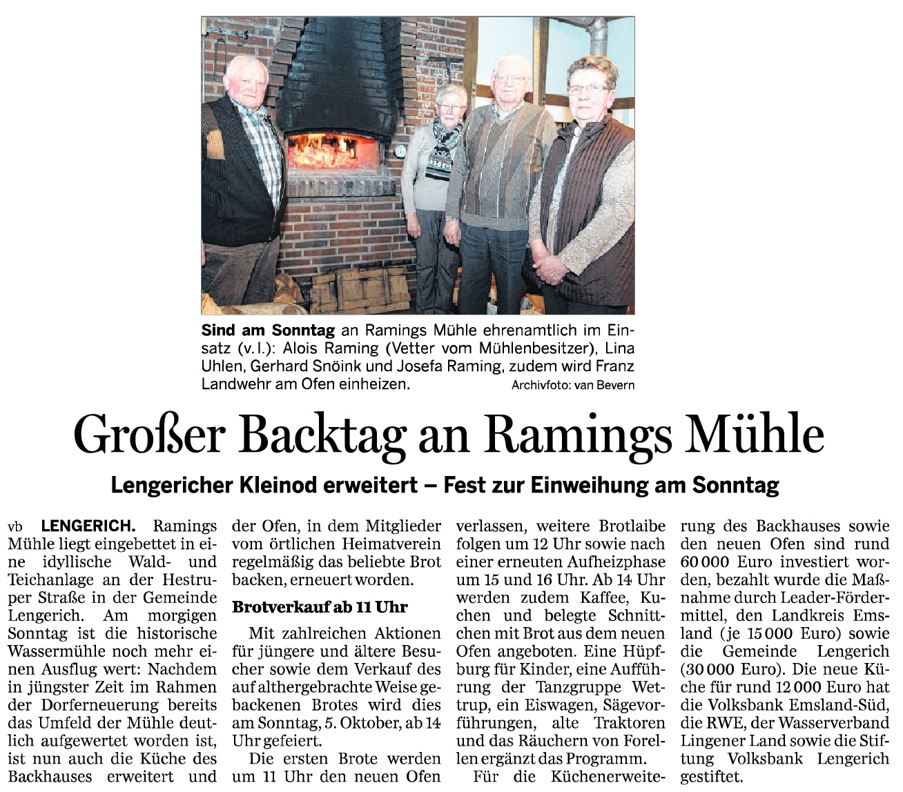 Großer Backtag an Ramings Mühle